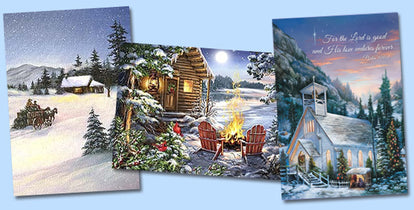 Scenic Landscape and Winter Scene Christmas Greeting Cards