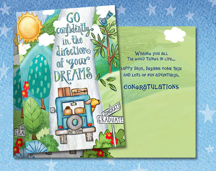 congrats grad card message Words, Single Noteworthy Paper & Press This card expresses pride in the graduate and states Your future is bright! Displaying a star shooting across the galaxy towards its future destination Card Messages and Ideas -