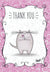Gray Cat Holding Pink Flower Thank You Card