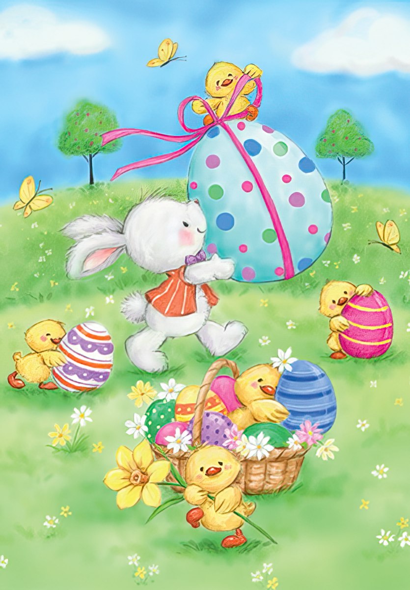 Bunny Carrying Huge Easter Egg Easter Card