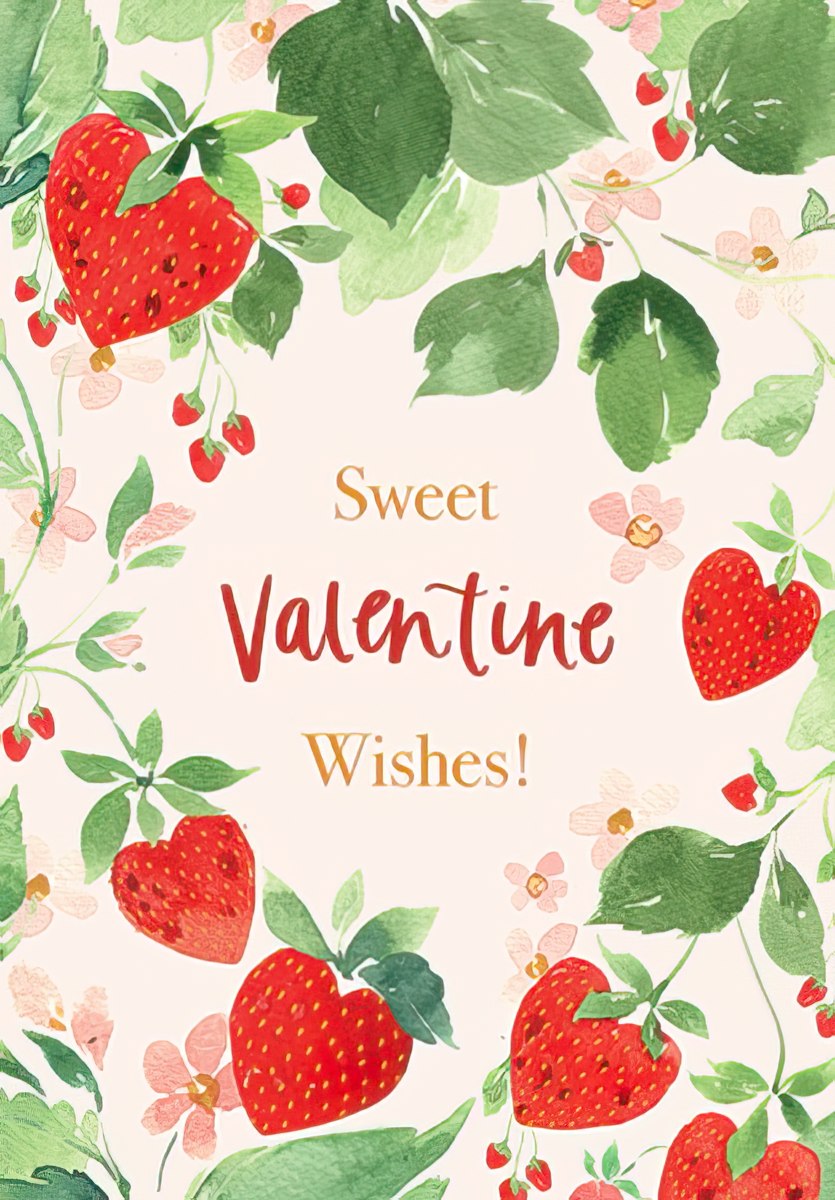 Heart-shaped Strawberries Valentine's Day Card