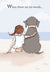 Girl with Arm Around Dog on Beach Encouragement Card
