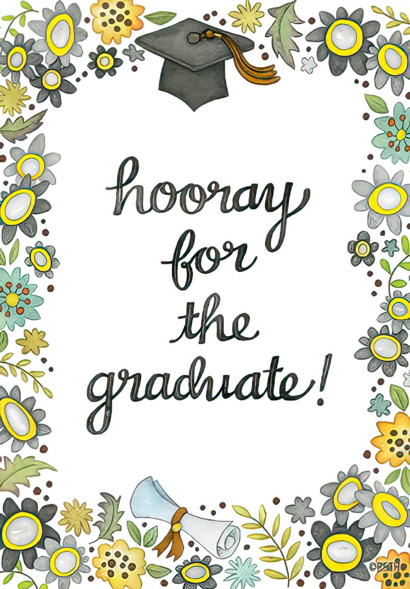 Flowers and Graduation Cap Graduation Card