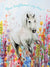 White Horse Running in Bright Flowers Thank You Card