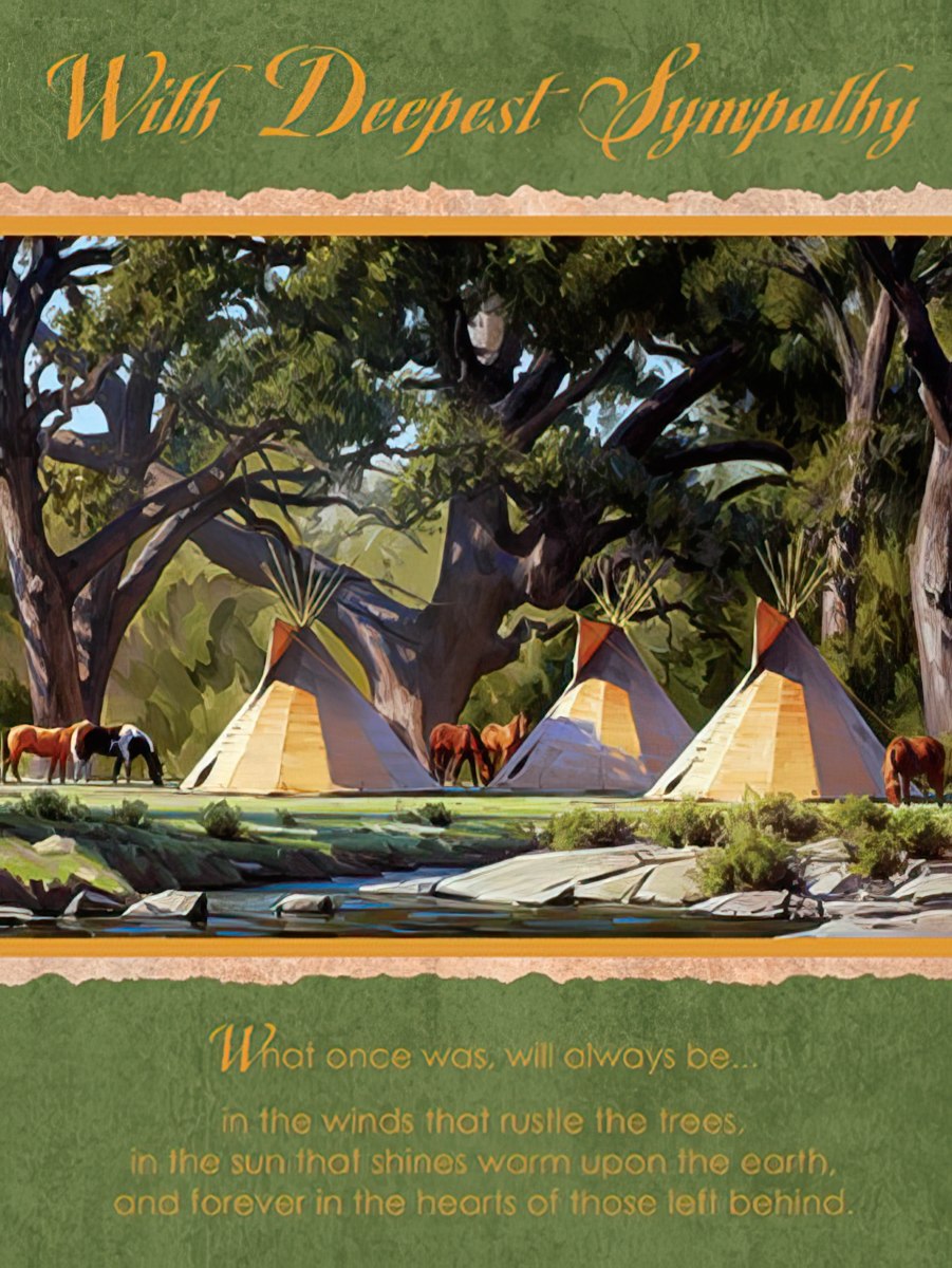 Teepees and Horses by Riverbank Sympathy Card