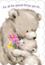 BABY BEAR HOLDS FLOWERS, HUGS MAMA BEAR
