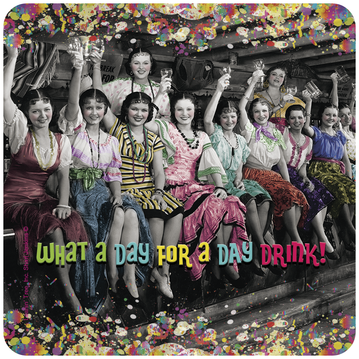 Large Group of Women with Drinks Coaster