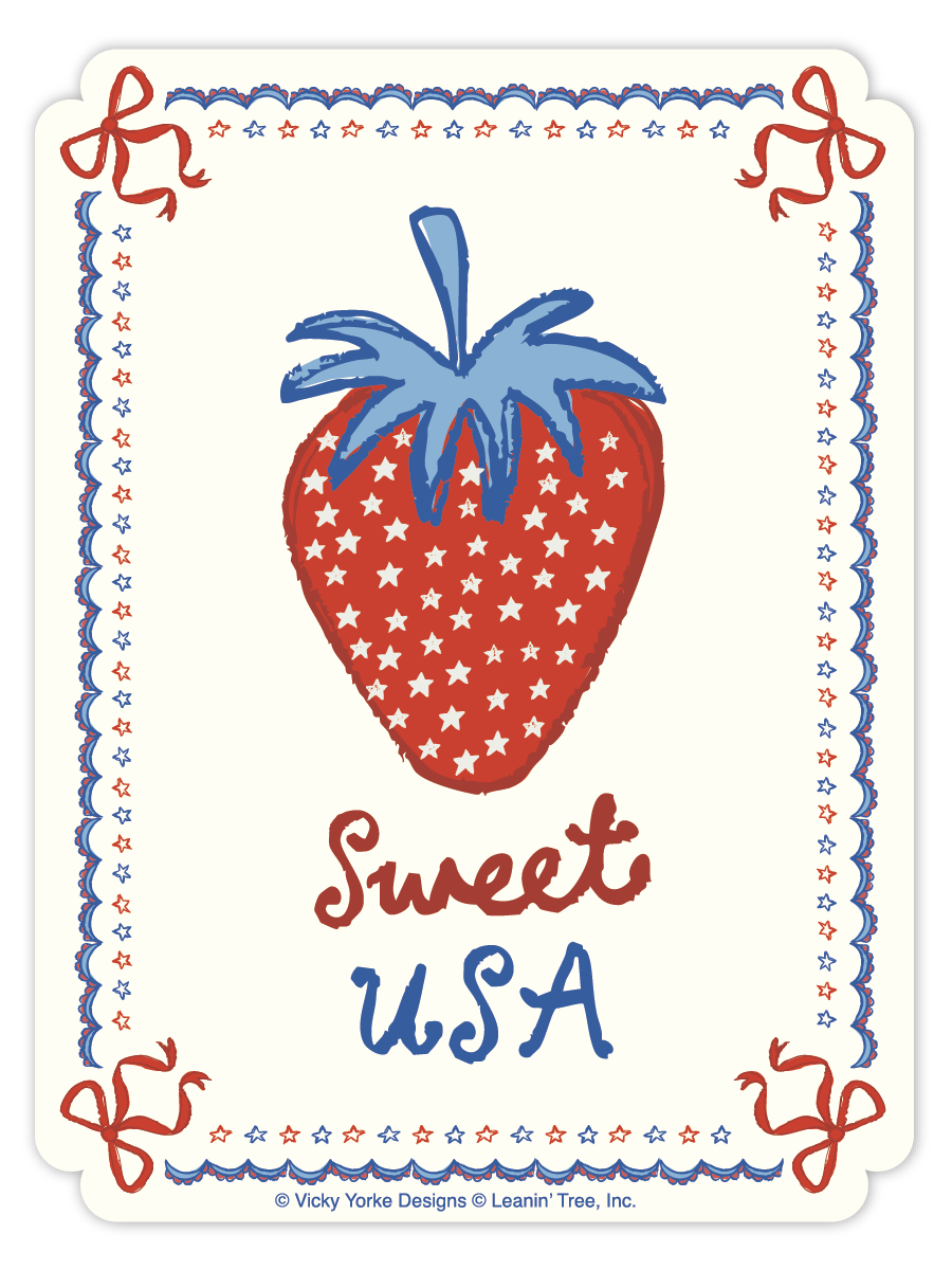 Sweet USA Strawberry With Bows America 250 Sticker
