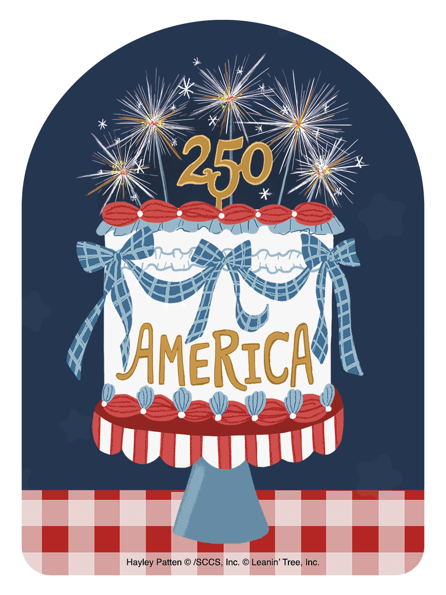 America 250 Cake Decorated with Bows and Sparklers Sticker