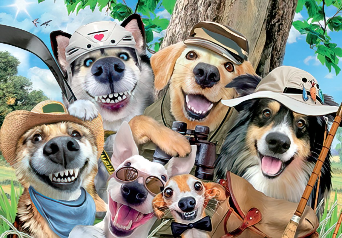 Dogs with Various Hats Selfie Father's Day Card