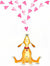 Dog Looking Up at Hearts Valentine's Note Card Set