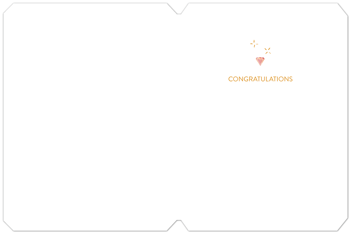 Inside of wedding card with 'CONGRATULATIONS' and a small sparkling diamond graphic.