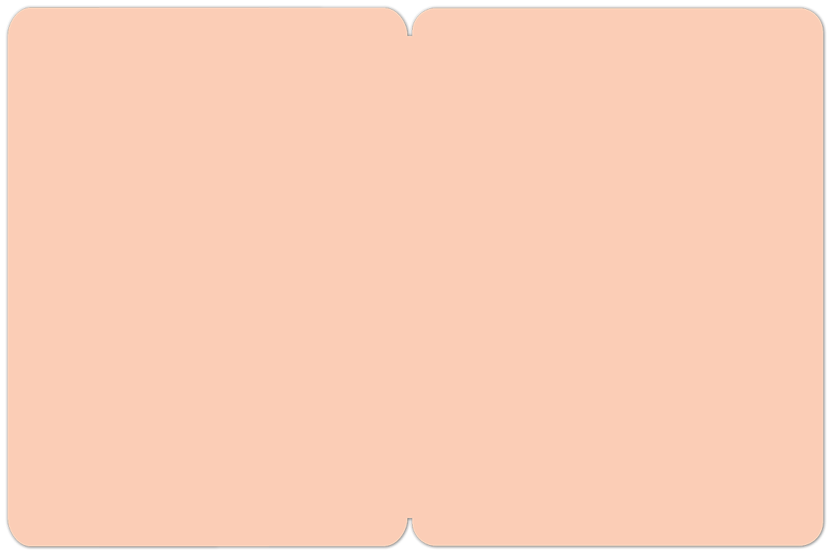 Blank inside of a peach colored greeting card with rounded corners, ready for a personal message.