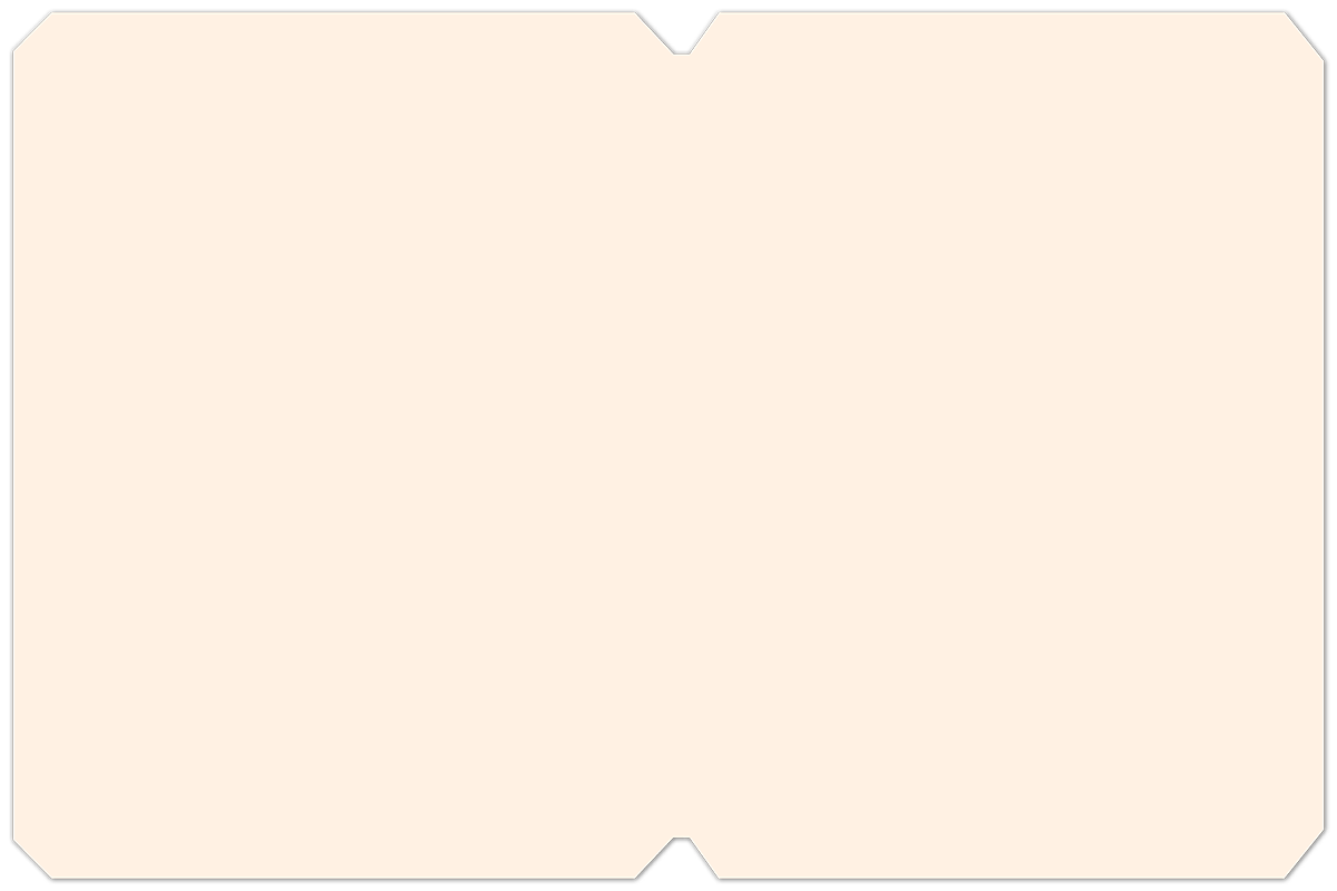 Blank cream-colored greeting card back with subtle corner cutouts, ready for a personalized message inside a kraft envelope.