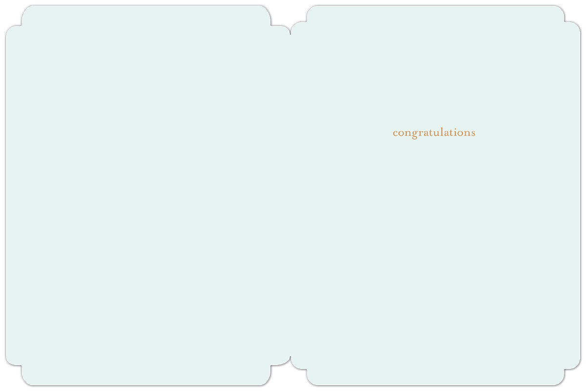 Inside of a Mr. & Mr. same-sex wedding card showing 'congratulations' in elegant gold lettering.