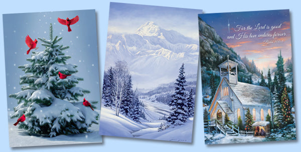 Scenic Landscape and Winter Scene Christmas Greeting Cards