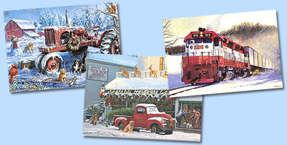 Train, Tractor, & Car Christmas Cards