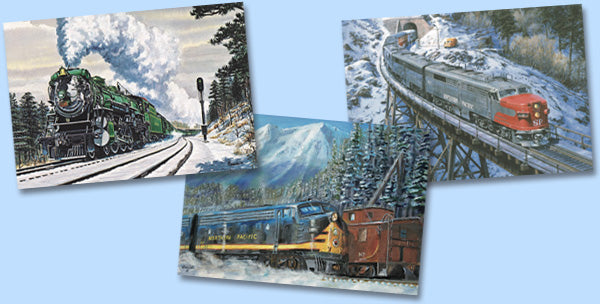 Train, Tractor, & Car Christmas Cards