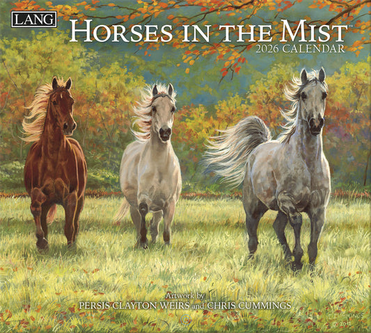 Horses In The Mist Painted 2026 Wall Calendar