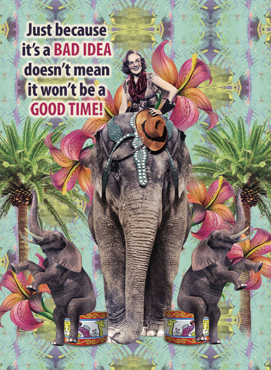 A Good Time Woman Riding Elephant Magnet