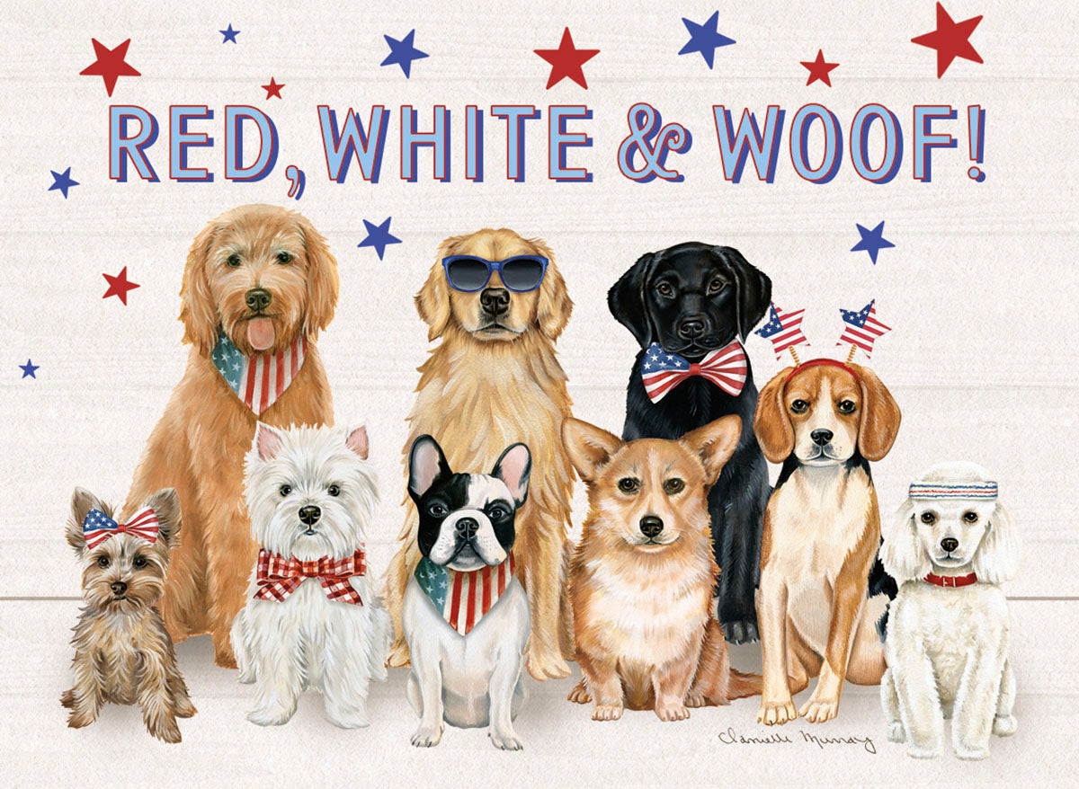Red, White & Woof! Dogs - America 250 Magnet