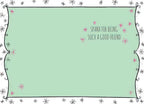 Inside view of a humorous friendship card, pale green background with small star details and the witty message 'SPANX FOR BEING SUCH A GOOD FRIEND'.