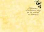 Inside of an uplifting greeting card featuring the heartfelt message 'Celebrating you, and the beauty and goodness you bring to the world each and every day!' alongside elegant black butterfly accents.