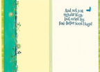 Inside of an encouraging greeting card for kids, with text 'And not just regular hugs - but extra big, Feel-Better-Soon-Hugs!' against a pale yellow background with green border.