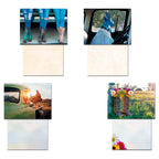 Four distinct greeting cards with their blank interiors, showcasing diverse country-western boot and truck designs, ready for personalized messages.