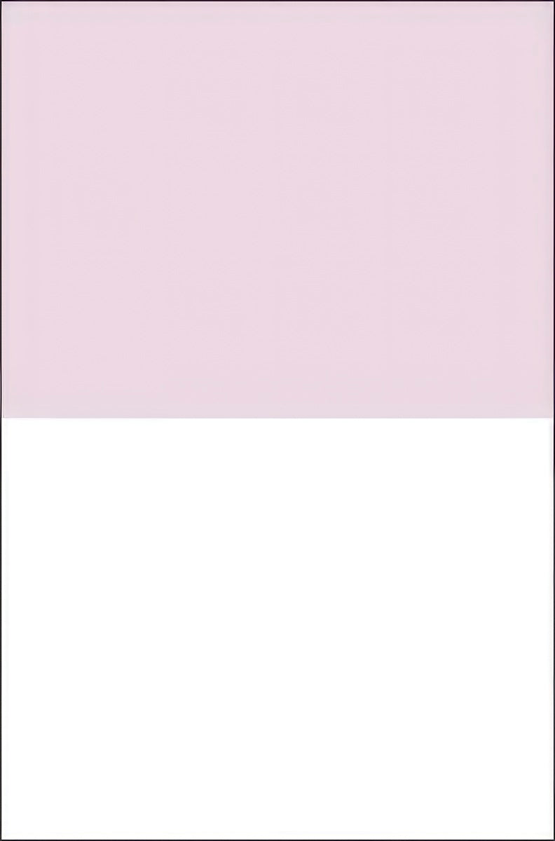 Inside of a blank greeting card, showcasing a simple and clean design with a soft pastel pink top half and a pure white bottom half, providing ample space for a personal, heartfelt handwritten message.