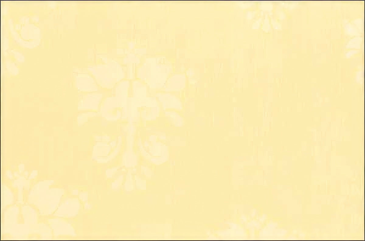 Subtle light yellow background with a faint, elegant damask or floral pattern, suitable for card interiors, envelopes, or minimalist packaging. SEO for blank card inside, premium stationery texture.