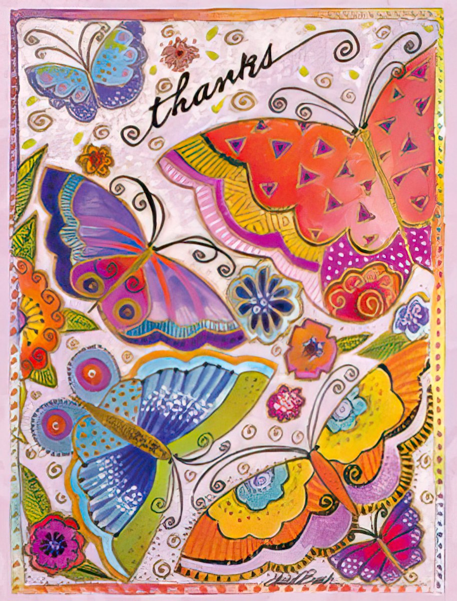 Colorful Butterflies Thanks Note Card Set
