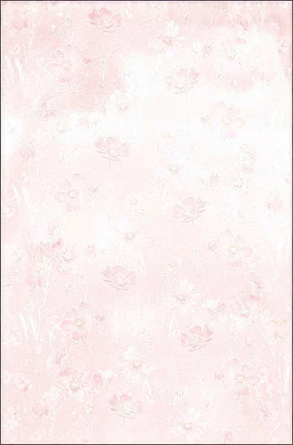 Close-up of a soft pink floral pattern, providing a gentle and decorative background, likely the inside or back of a greeting card.