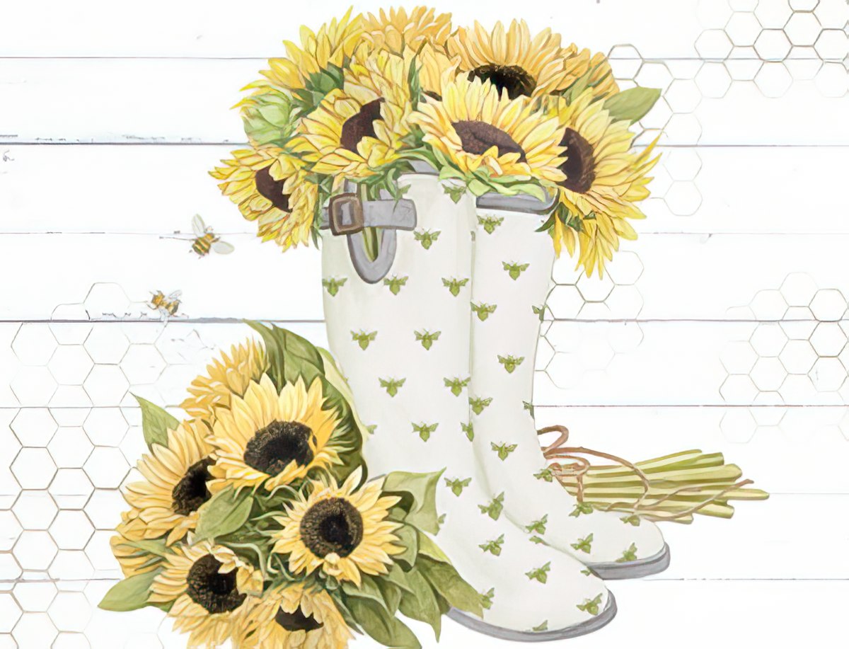 Sunflowers in Garden Boots Note Card Set