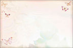 Blank greeting card background featuring a soft, muted pastel watercolor wash, with small, graceful butterflies subtly adorning the corners. Perfect for personal handwritten messages.