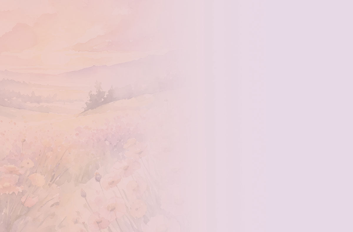 Soft watercolor floral background design for a greeting card, featuring pastel hues of a wildflower field, suitable for the card's interior or back.