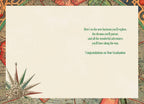 Interior view of an adventure-themed well wishes card for a graduate, showcasing a printed message about new horizons and dreams, accented by a subtle compass rose.