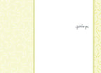 Interior of an encouragement greeting card, showing a clean white space with the handwritten message '...just for you.' Bordered by subtle light yellow abstract patterns, ready for a personalized message.