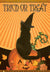 Black cat on jack o' lantern Halloween Card