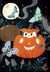 Ghost in pumpkin with glow in the dark moths Halloween Card