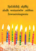 Birthday cake covered in sprinkles with ten colorful lit candles on a bright yellow background, representing celebration and joy.