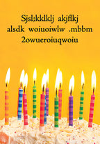 Birthday cake covered in sprinkles with ten colorful lit candles on a bright yellow background, representing celebration and joy.