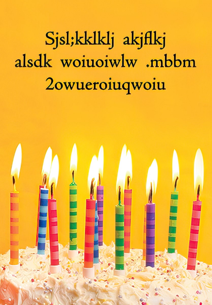 Birthday cake covered in sprinkles with ten colorful lit candles on a bright yellow background, representing celebration and joy.
