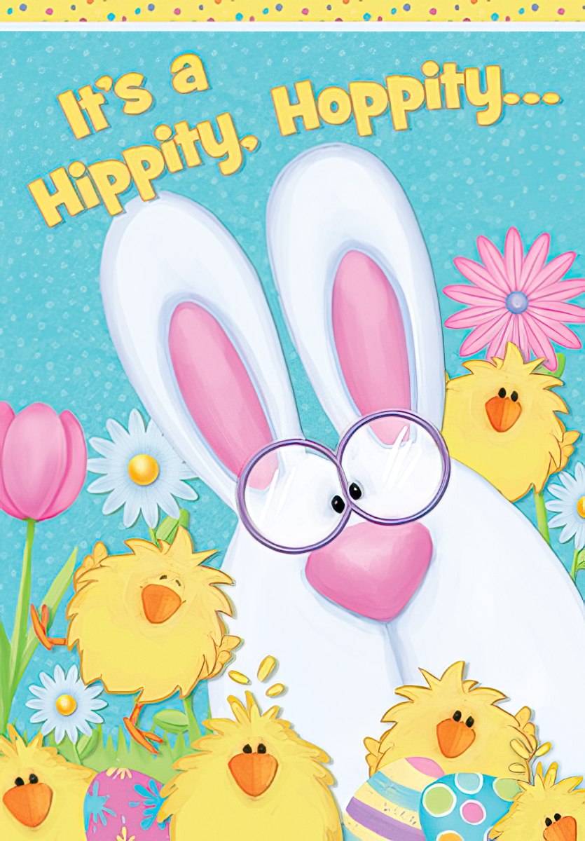 Bunny Wearing Glasses with Chicks Easter Card