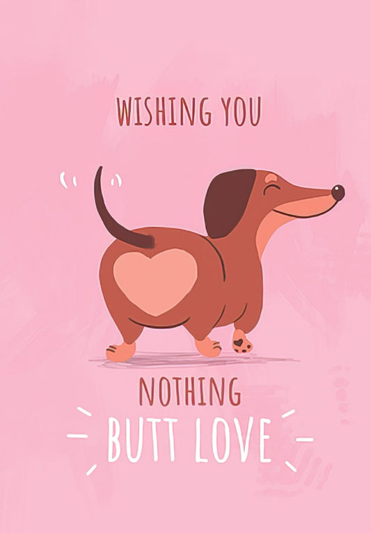 Rear view of Dachsund Valentine's Day Card