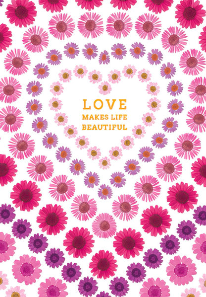 Gerber Daisies form a Heart Valentine's Day Card