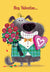 Dog Holding Flowers and Candy Valentine's Day Card