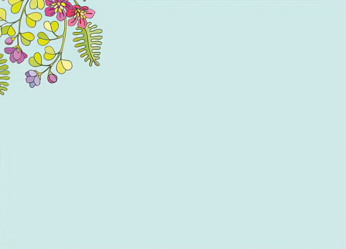 The blank light blue interior of the "YOU ARE loved" greeting card with small floral accents in the corner.