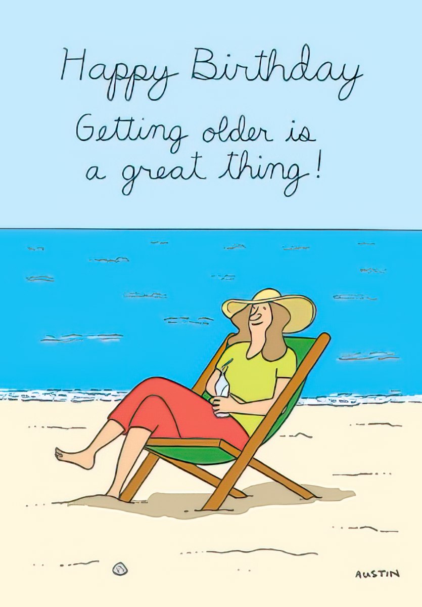 Woman Sitting on the Beach Birthday Card