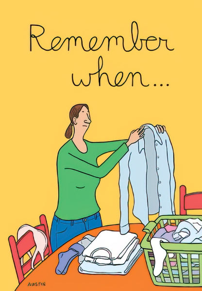 Woman Folding Laundry Birthday Card